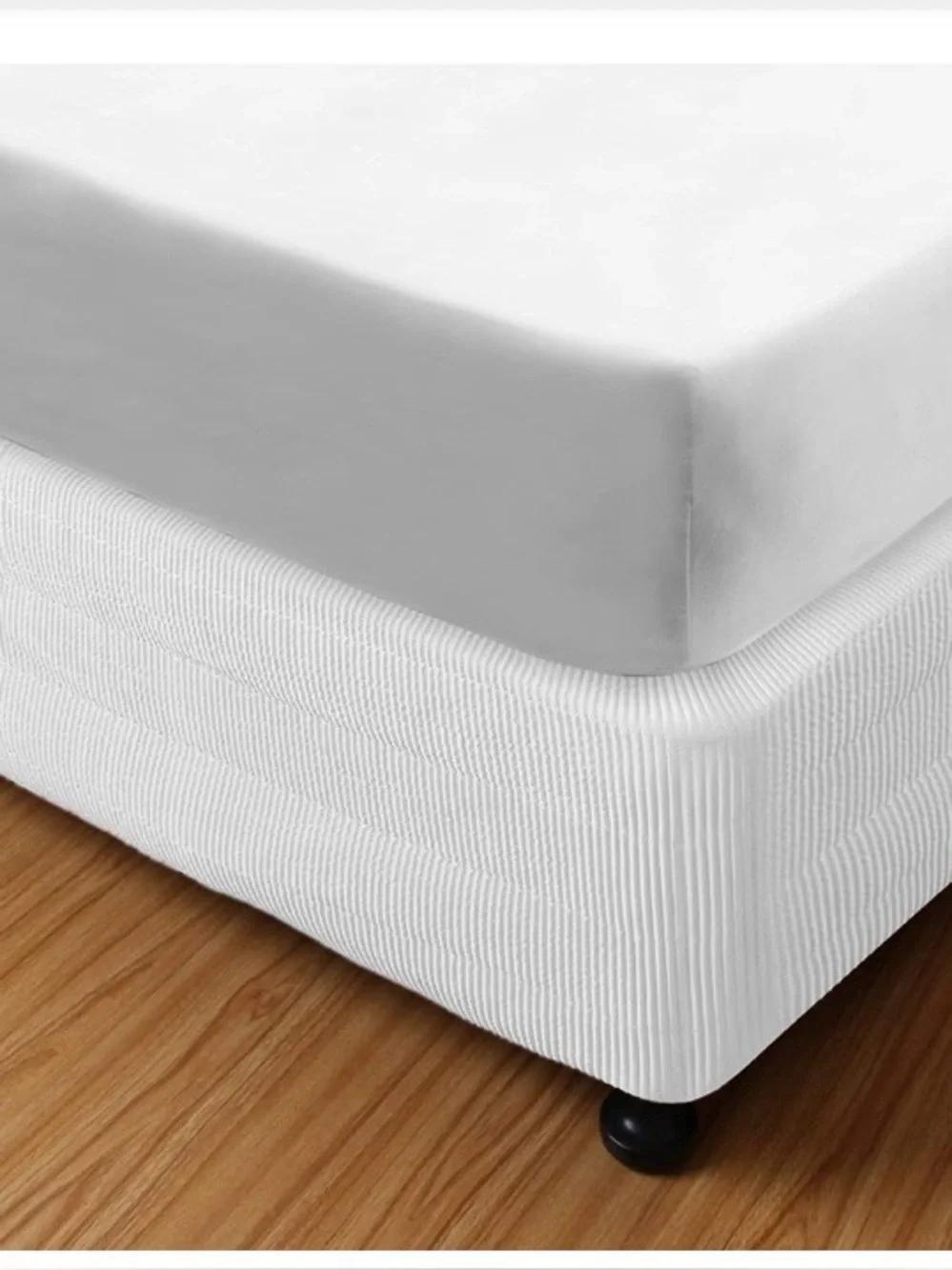 Box Spring Cover Wrap-Around Elastic Vertical Quilted Valance 16” Drop KING